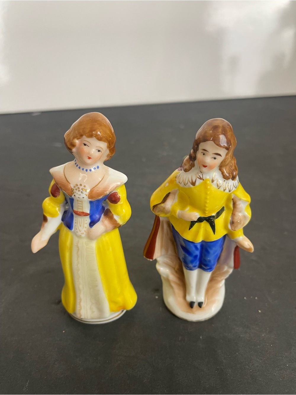 Yellow Porcelain Figurine Pair - Decorative Home Accents